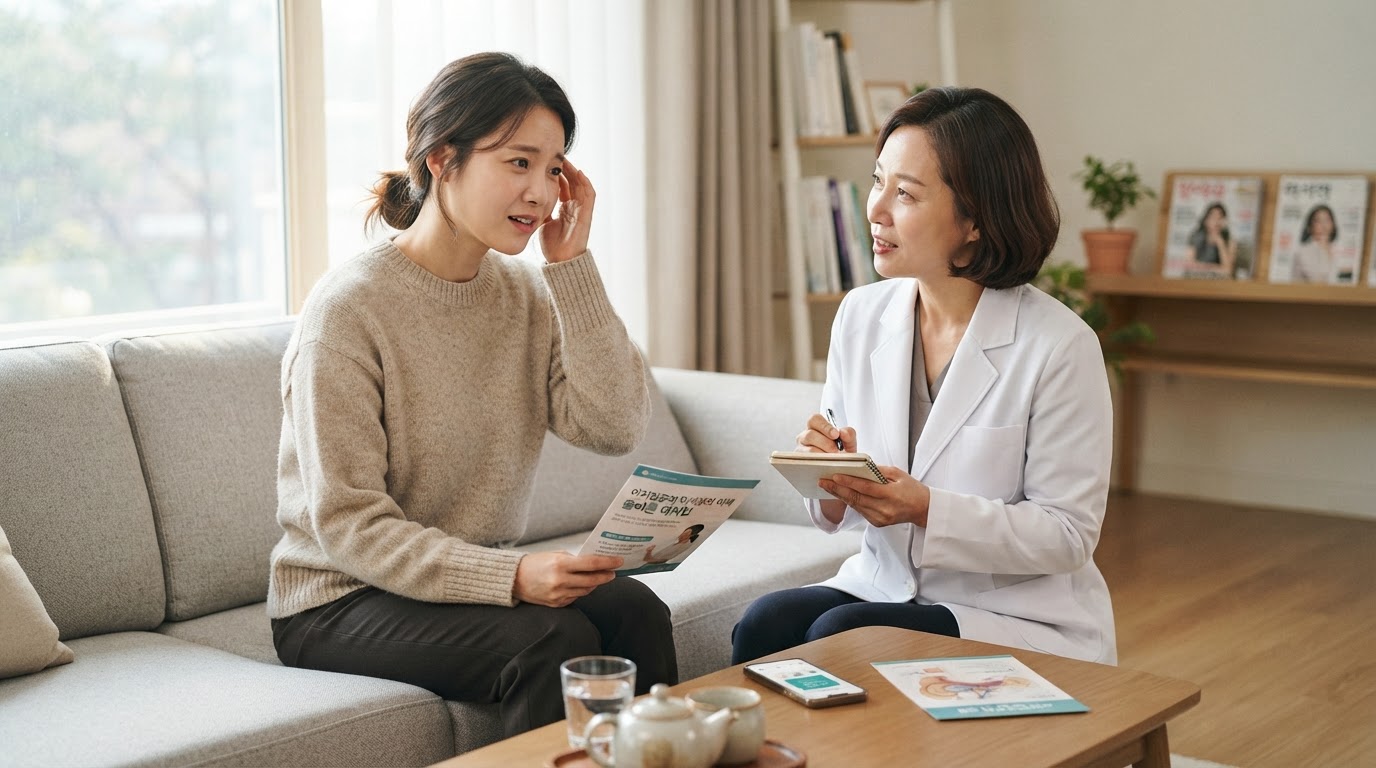 어지럼증을 느끼는 사람을 보여주는 장면