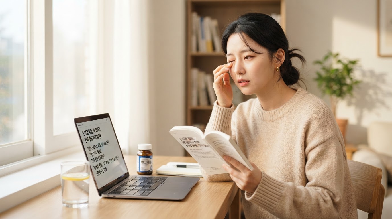 눈꺼풀 떨림을 나타내는 장면