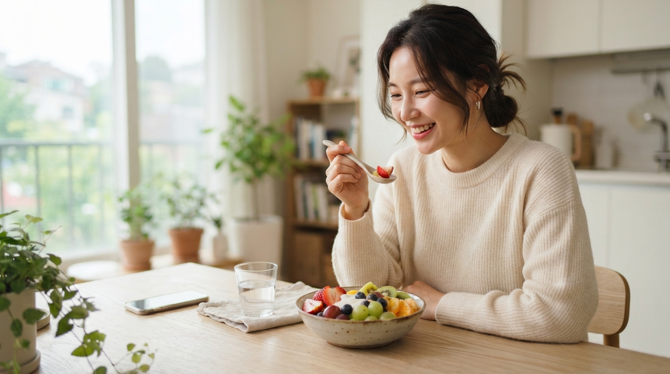 과일과 당분을 보여주는 장면