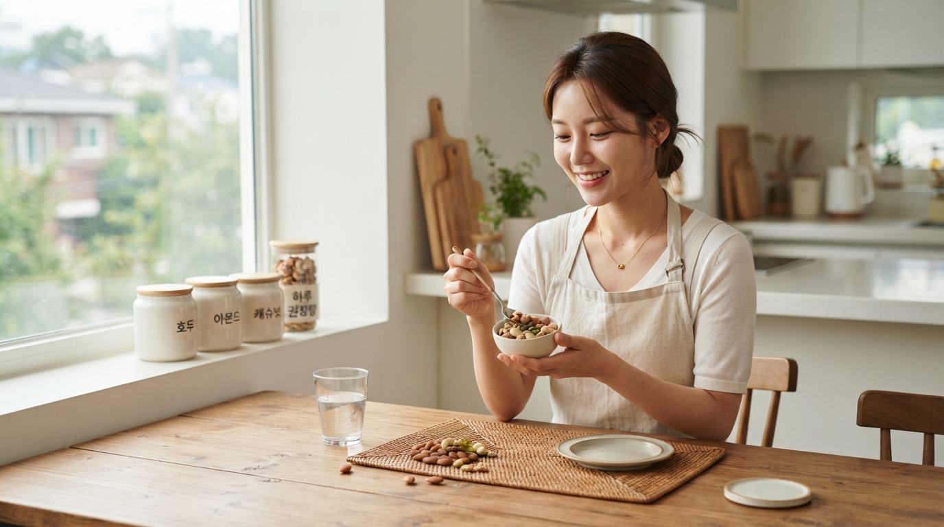 견과류 한 줄을 보여주는 장면