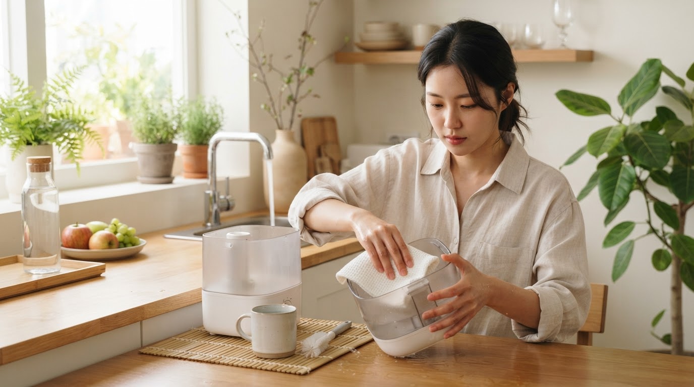가습기를 청소하는 사람