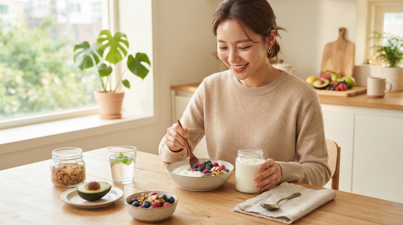 요거트를 먹는 사람
